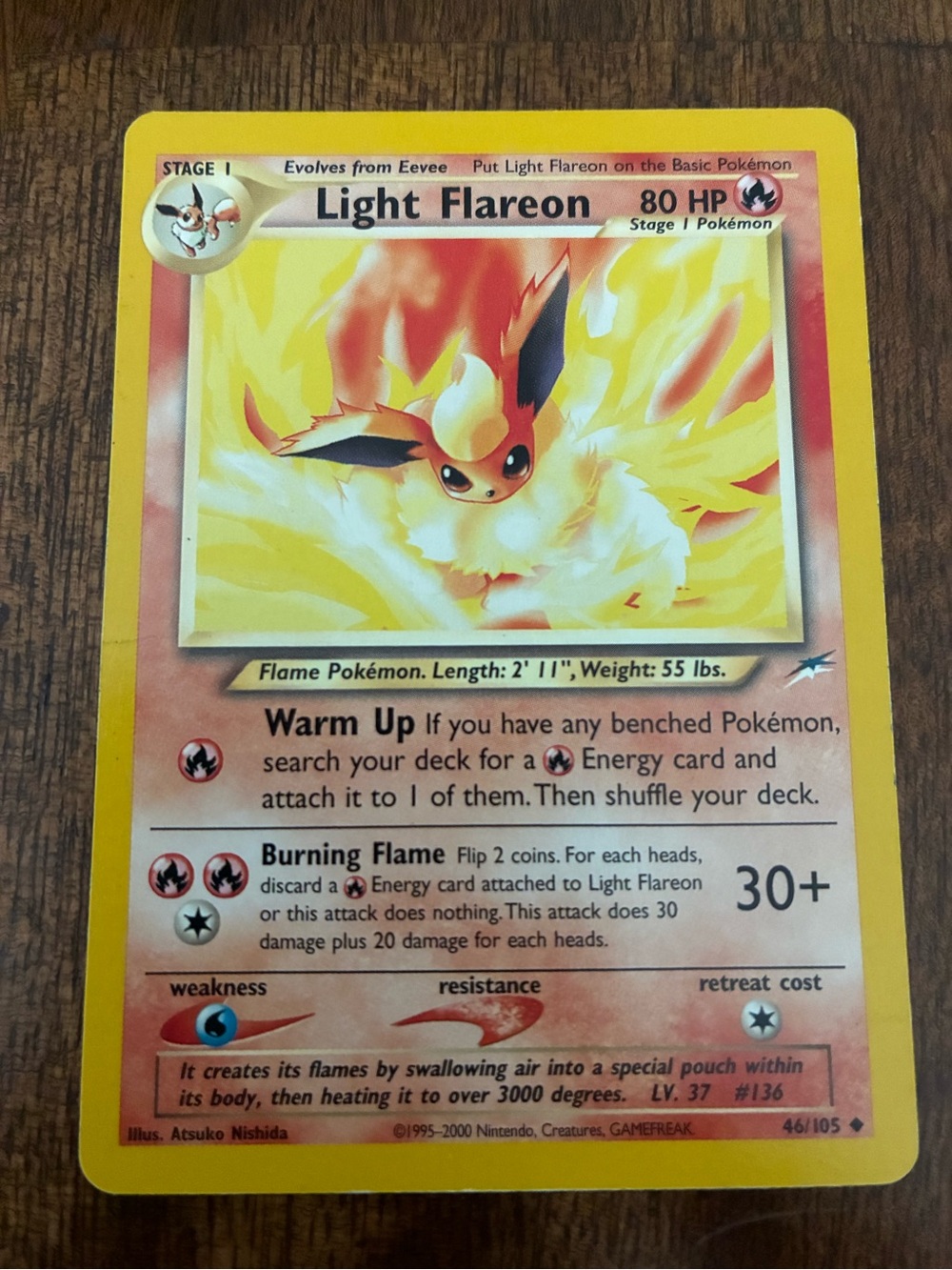 Pokémon TCG Light Flareon Trading Card — Yellow/Orange